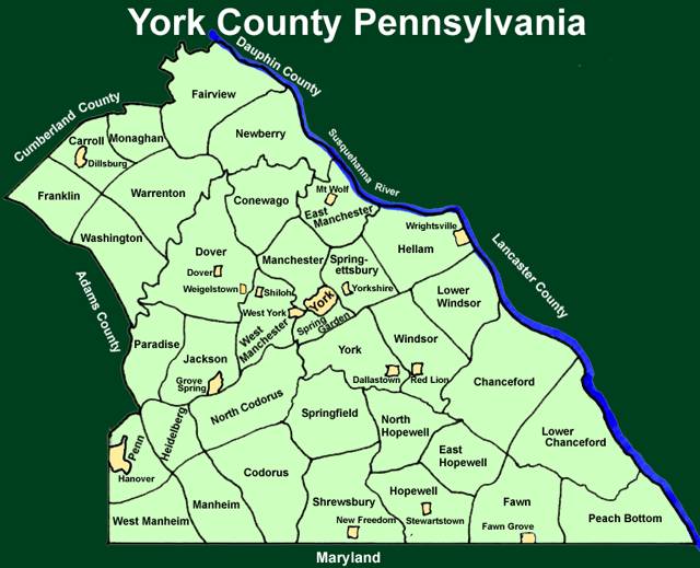 Map of York County, PA