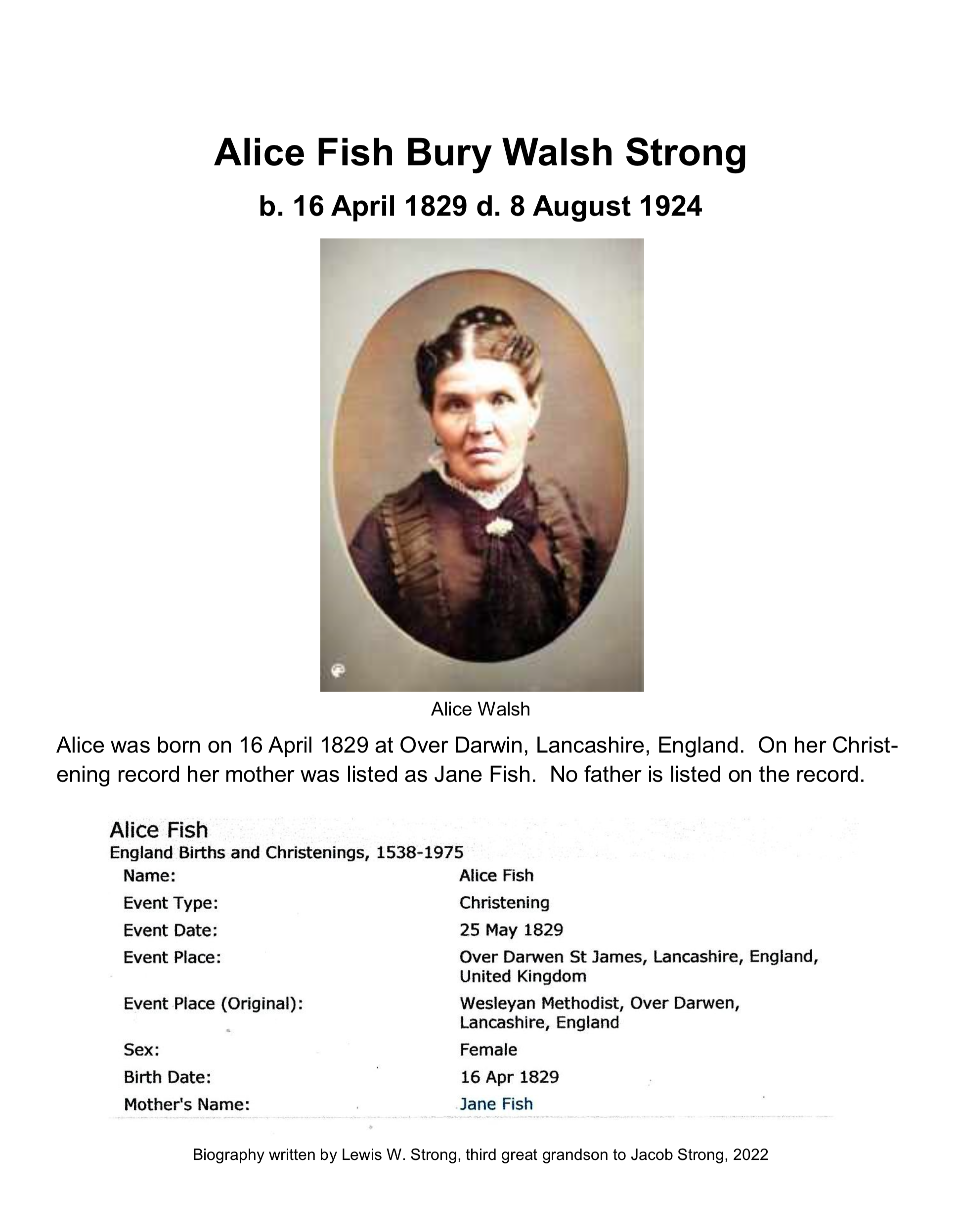 Alice Fish Bury Walsh Strong